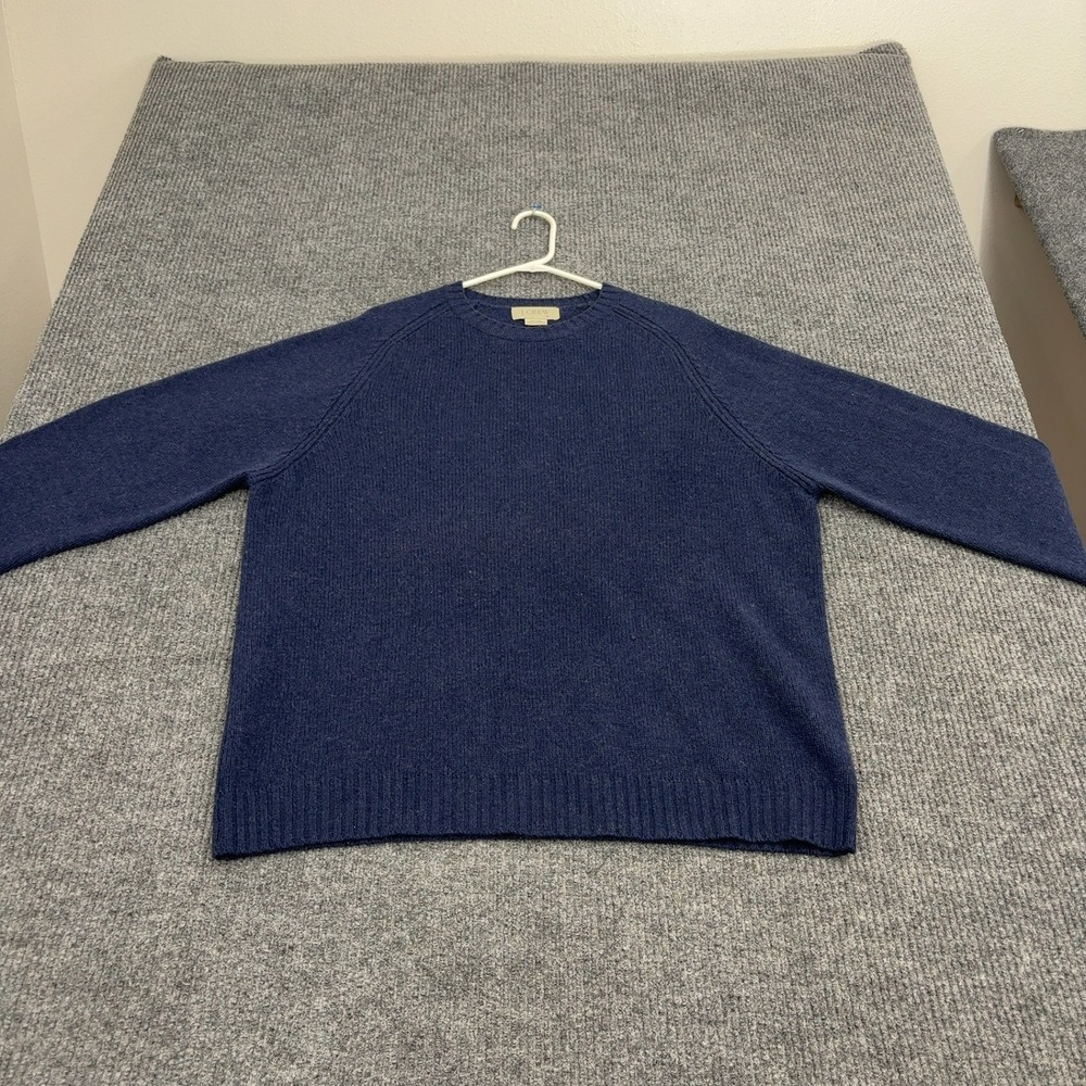 J.Crew Sweater Mens XL Blue Wool Crewneck Long Sleeve Ribbed‎ Casual Minimalist